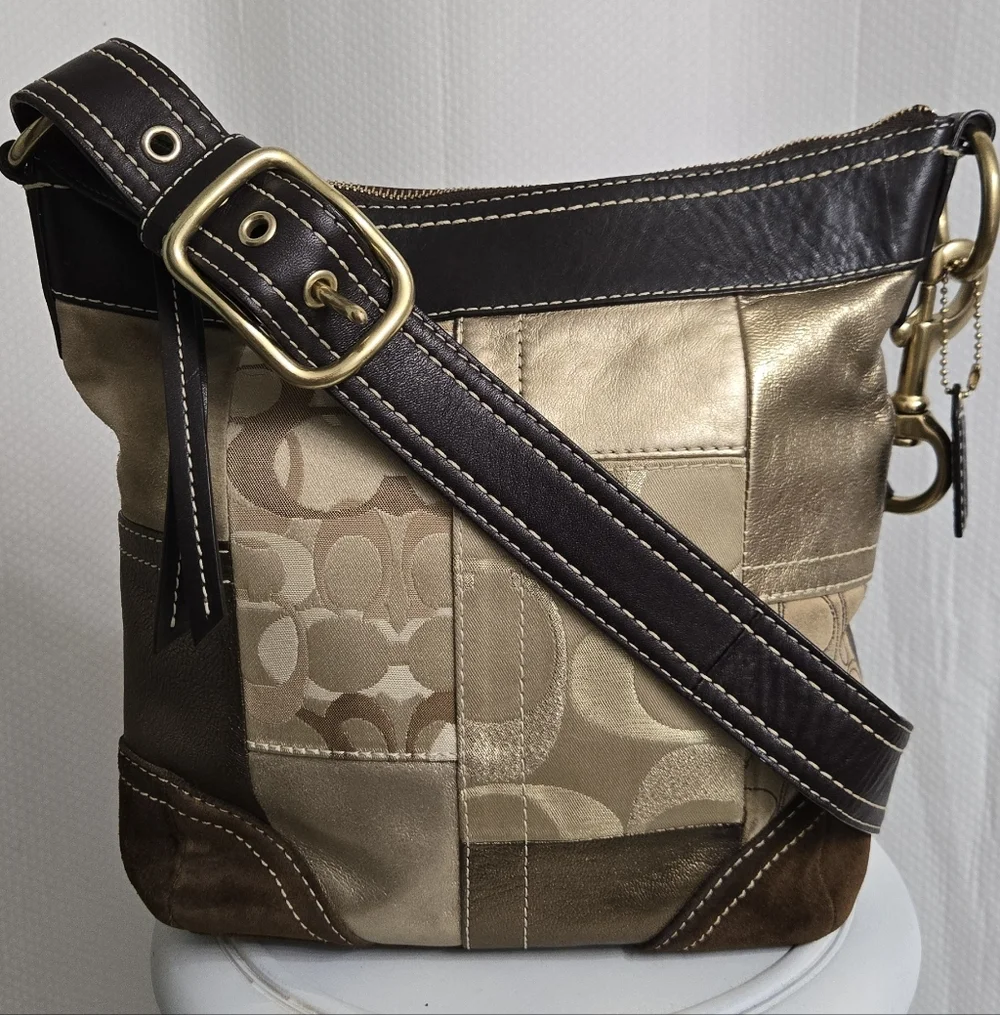 EUC Vintage Coach 2006 Metallic Patchwork Crossbody Bag w/Dust Bag - Picture 2 of 11